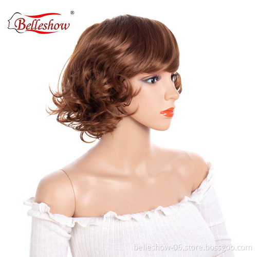 Hot sell synthetic hair wig  s hort small roll woman wig  cheap  women wigs